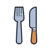 Icone de um garfo e faca